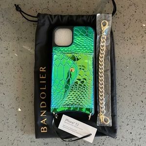 Bandolier iPhone 13 iridescent Ariel case with wrist chain